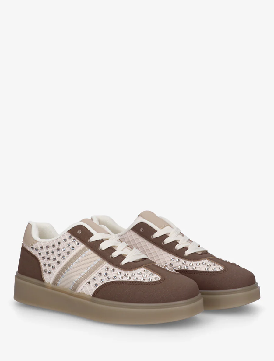 Strass-sneakers met rubberen zool - Bruin - Image 4