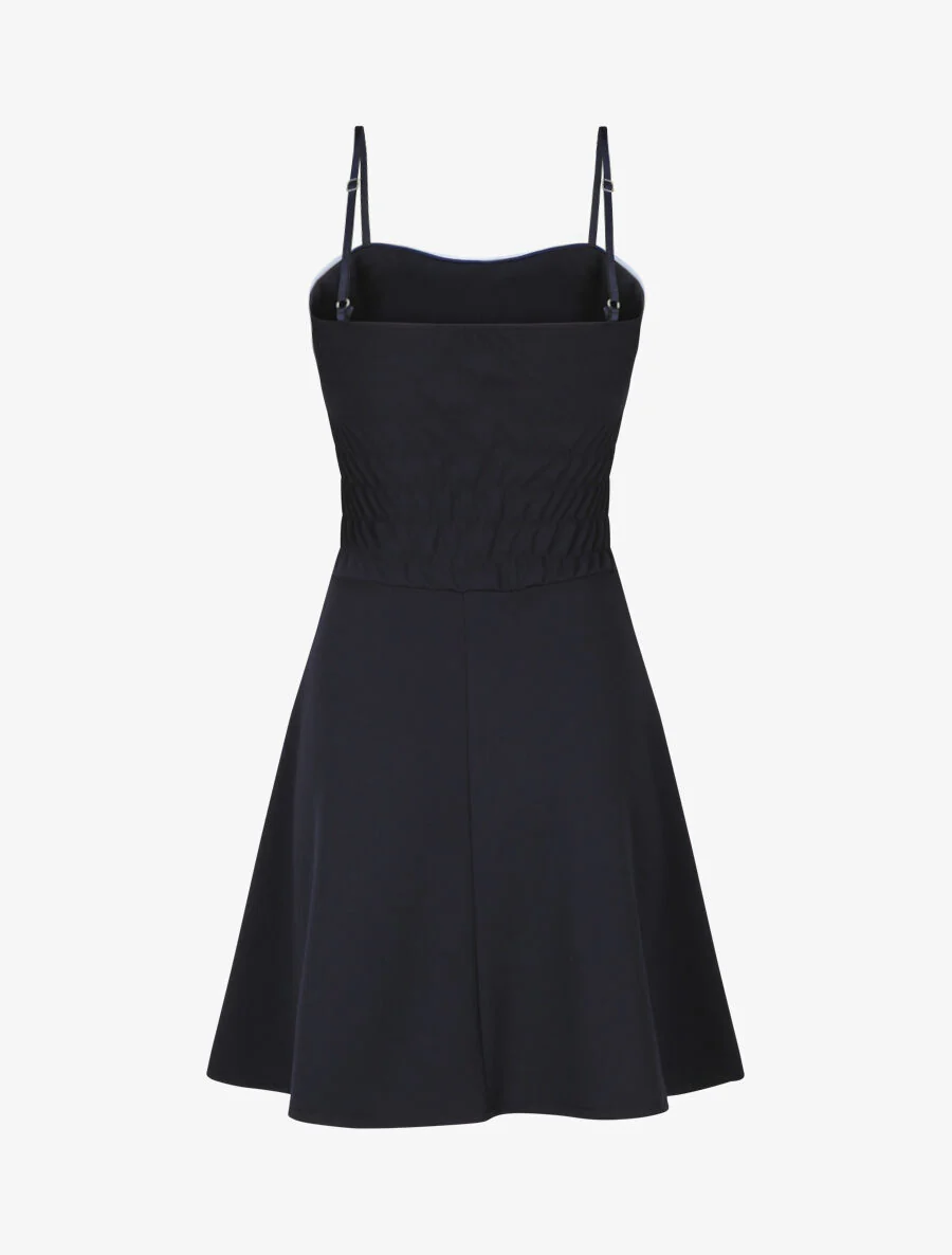 Streepjesjurk met gepleisterd bovenlijf en taille - Donkerblauw - Image 2