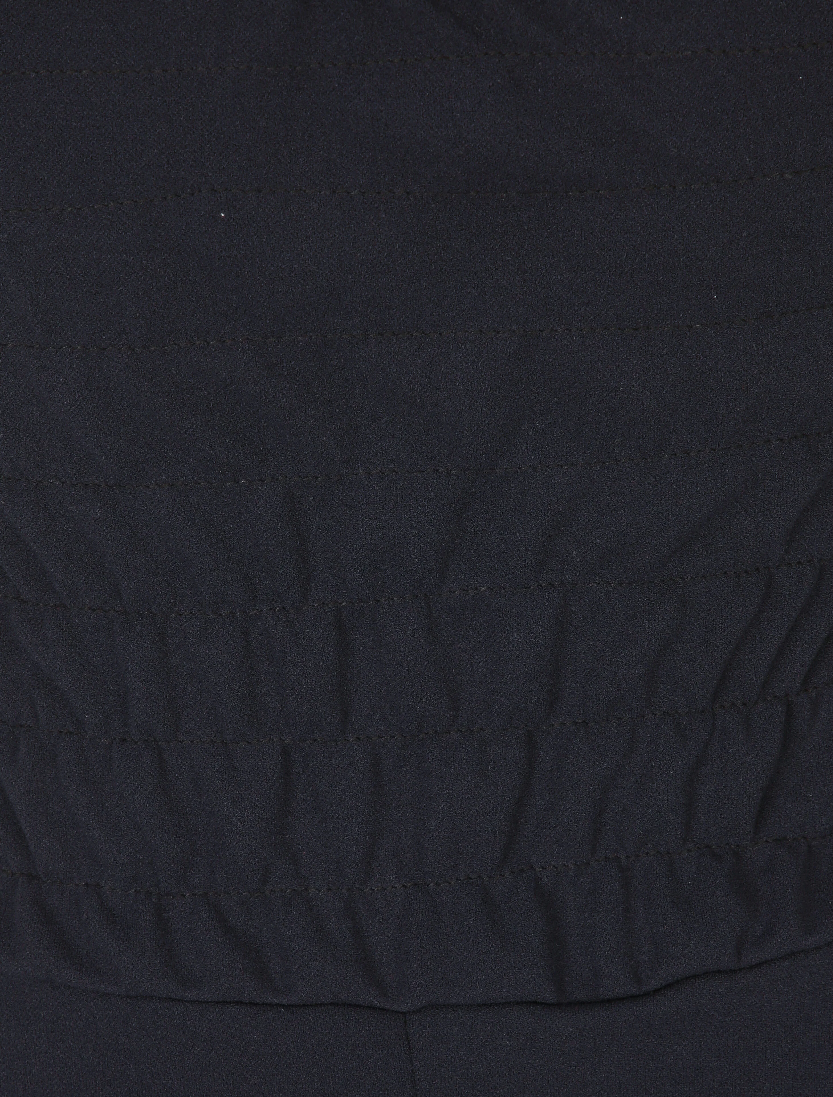 Streepjesjurk met gepleisterd bovenlijf en taille - Donkerblauw - Image 3
