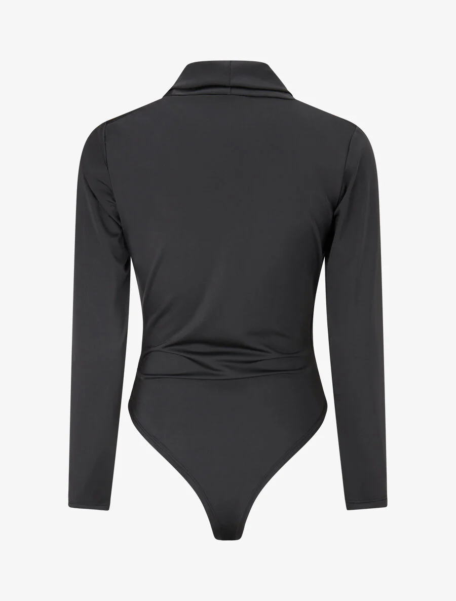 Stretch body met gedrapeerde halslijn - zwart - Image 2
