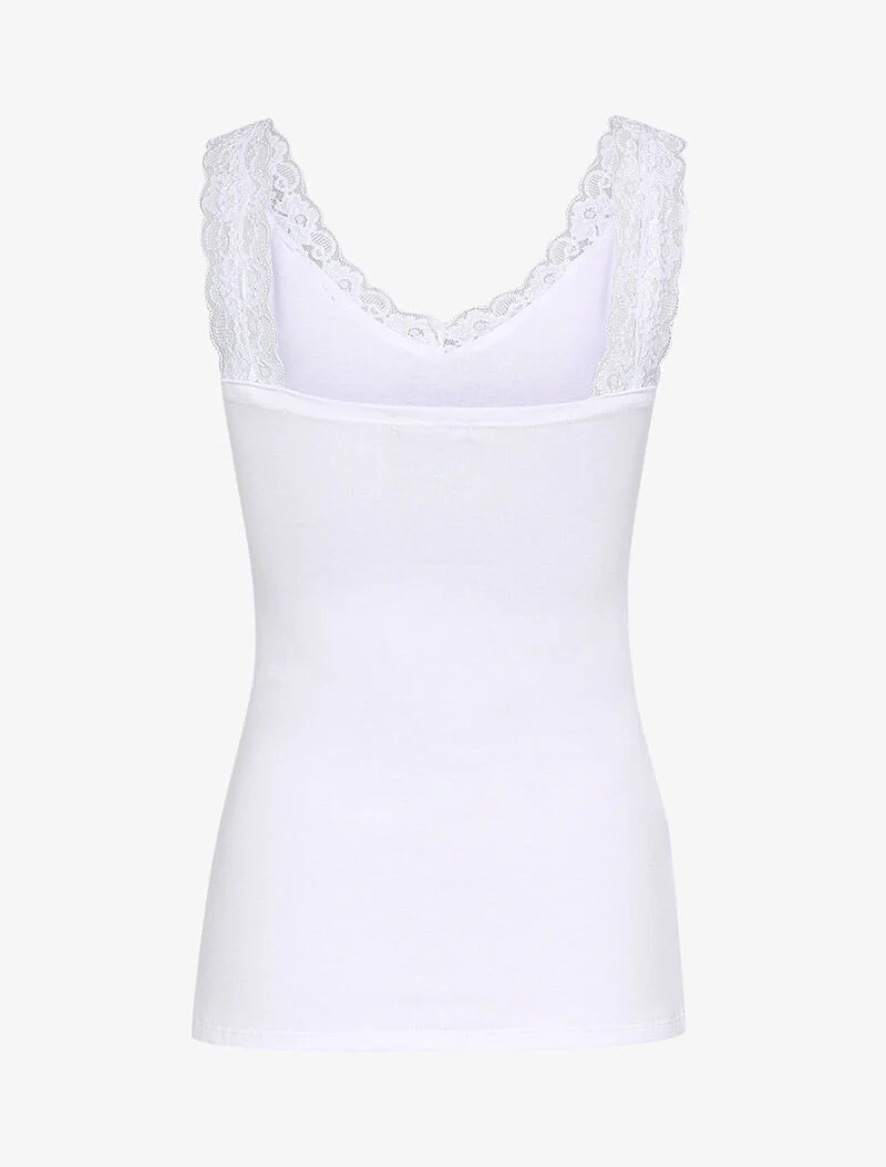 Stretch tanktop met kanten inzetstuk - Wit - Image 2