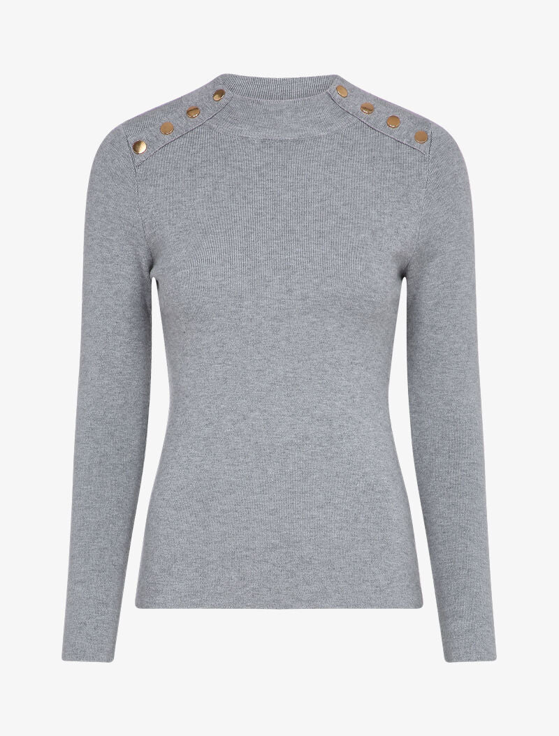 Stretch trui met gouden details - Lichtgrijs