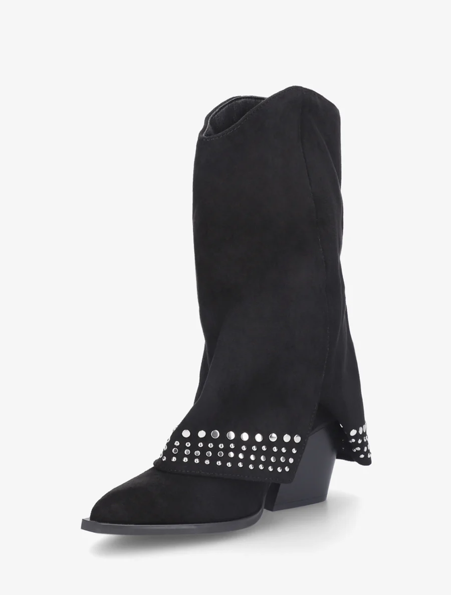 Studschoenen met omgeslagen rand van suèdine - Zwart - Image 3