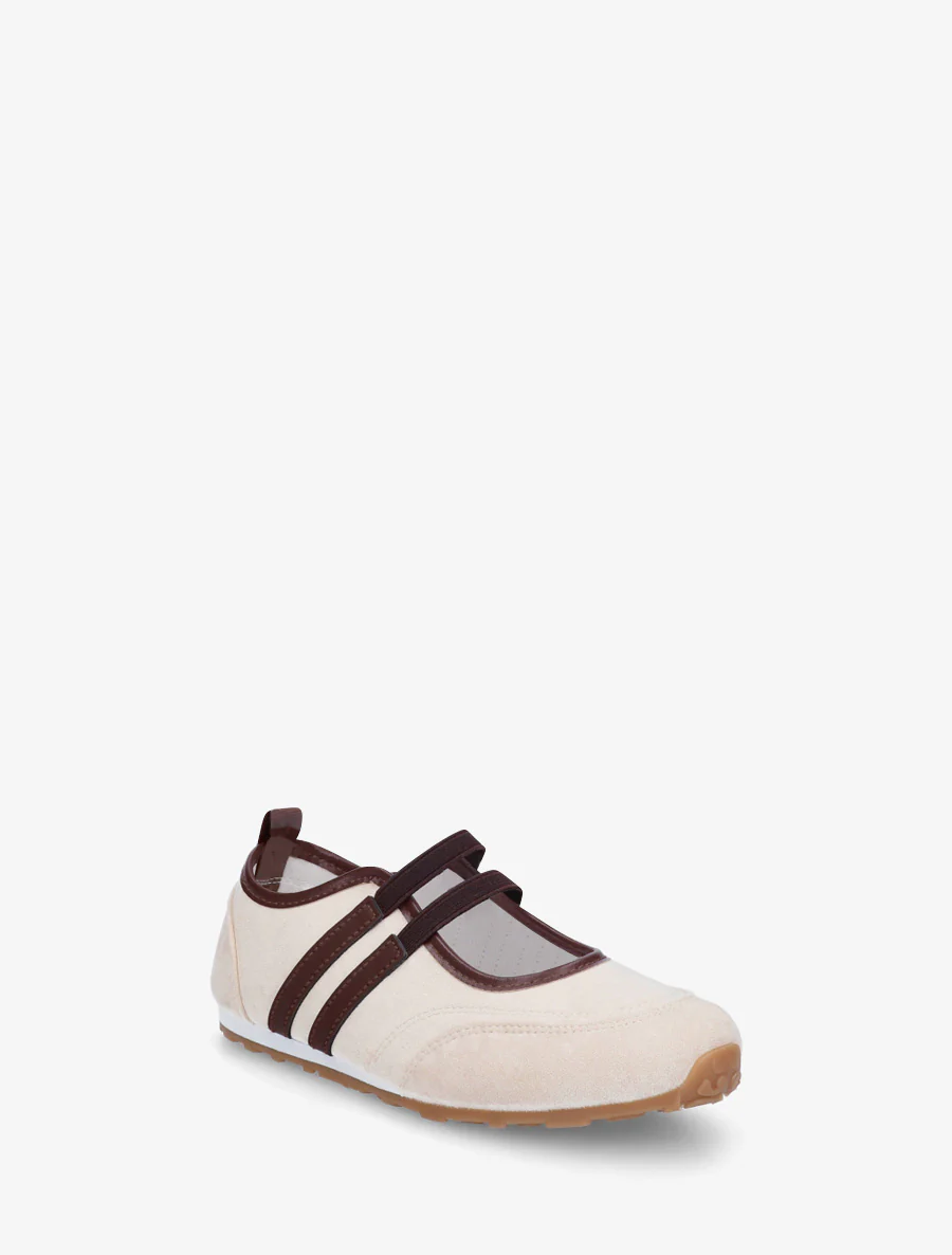 Suède ballerina's met bandjes - Beige - Image 2
