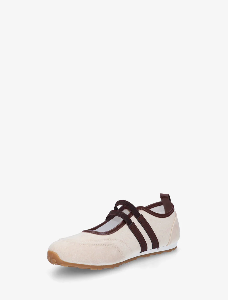 Suède ballerina's met bandjes - Beige - Image 3