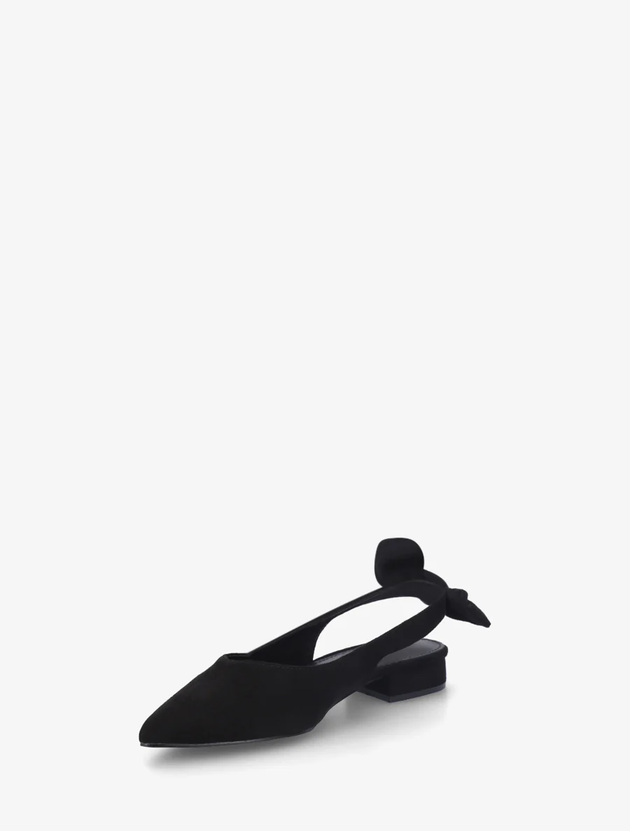 Suède ballerina's met hak - Zwart - Image 3