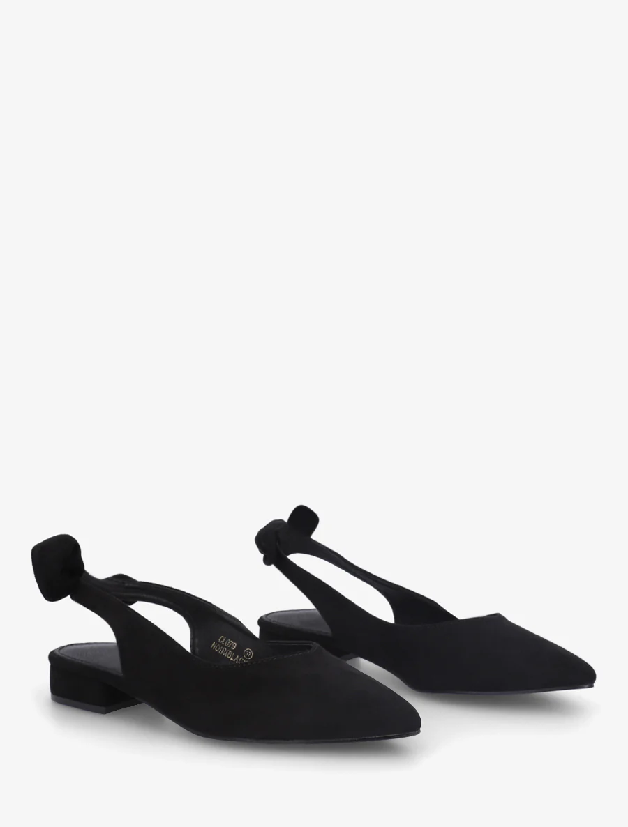 Suède ballerina's met hak - Zwart - Image 4