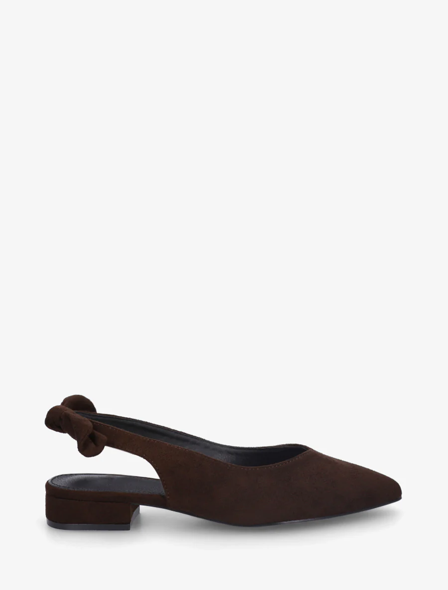 Suède ballerina's met hak - Chocolade