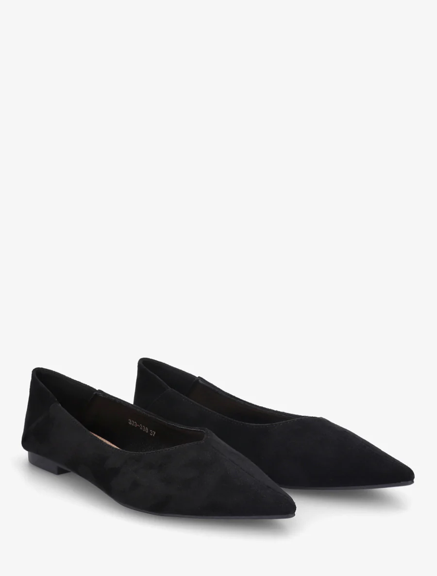 Suède ballerina's met puntige neuzen - Zwart - Image 4