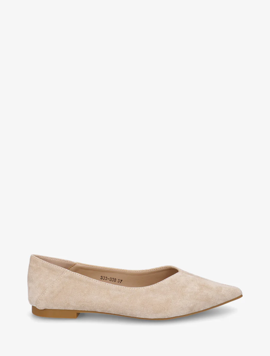 Suède ballerina's met puntige neuzen - Beige