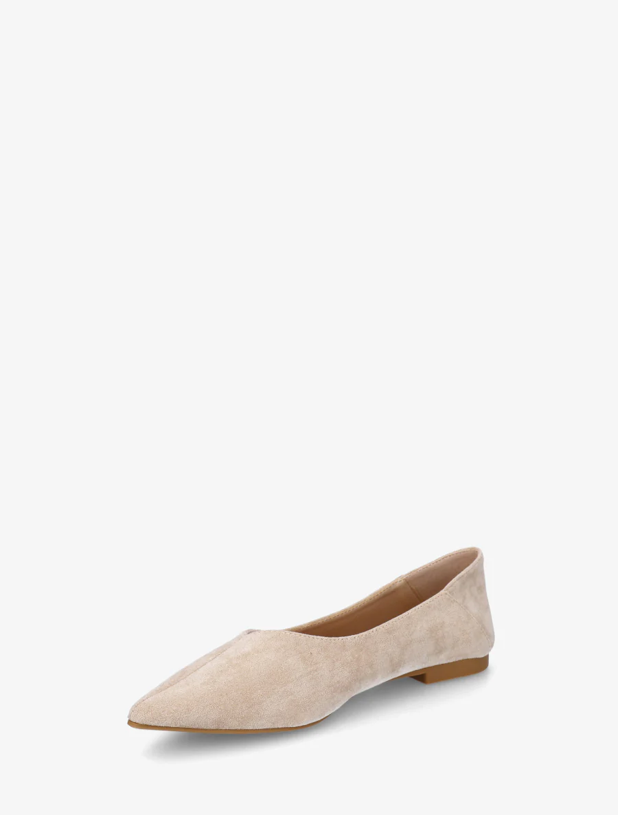 Suède ballerina's met puntige neuzen - Beige - Image 3