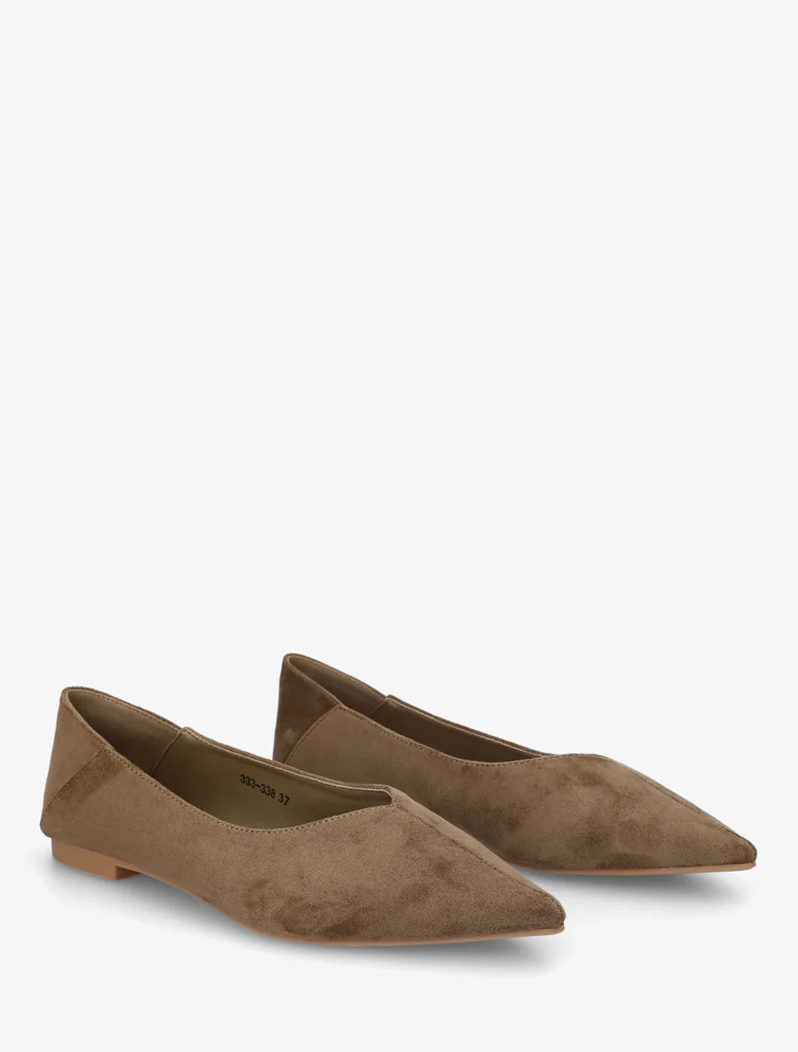 Suède ballerina's met puntige neuzen - Kaki - Image 4