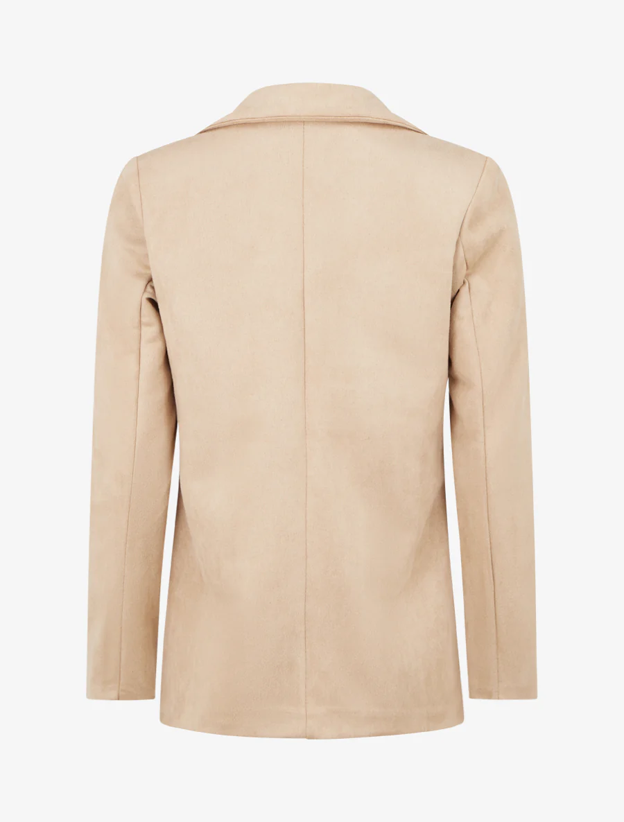 Suède blazer met knopen - Kameel - Image 2