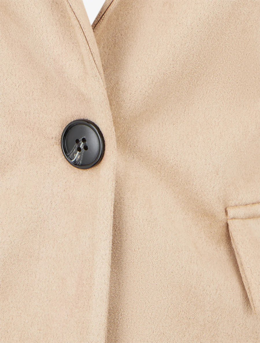 Suède blazer met knopen - Kameel - Image 3