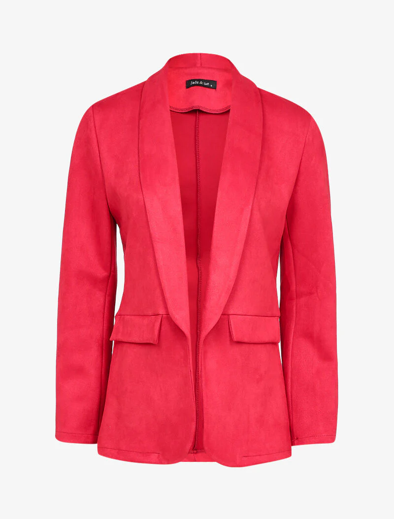 Suède blazer met reverskraag en nepzakken - Rood