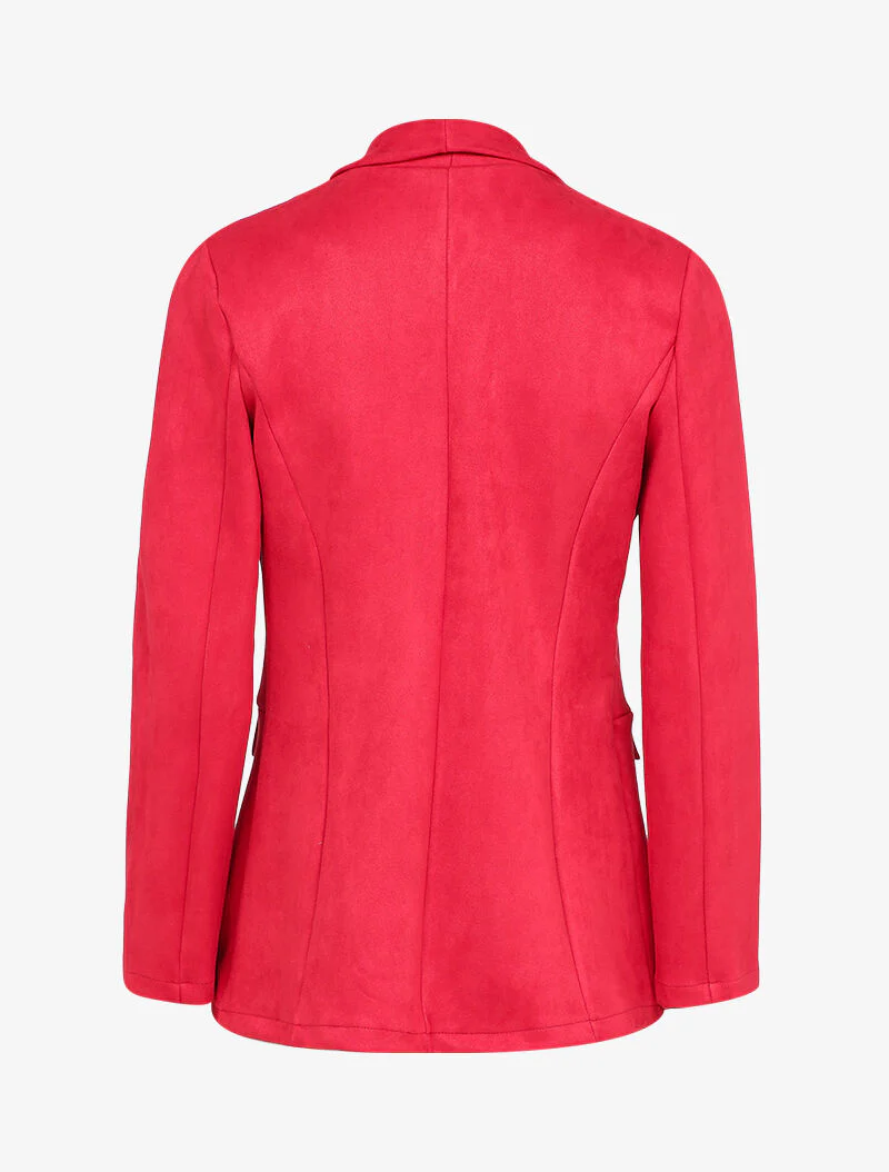 Suède blazer met reverskraag en nepzakken - Rood - Image 2