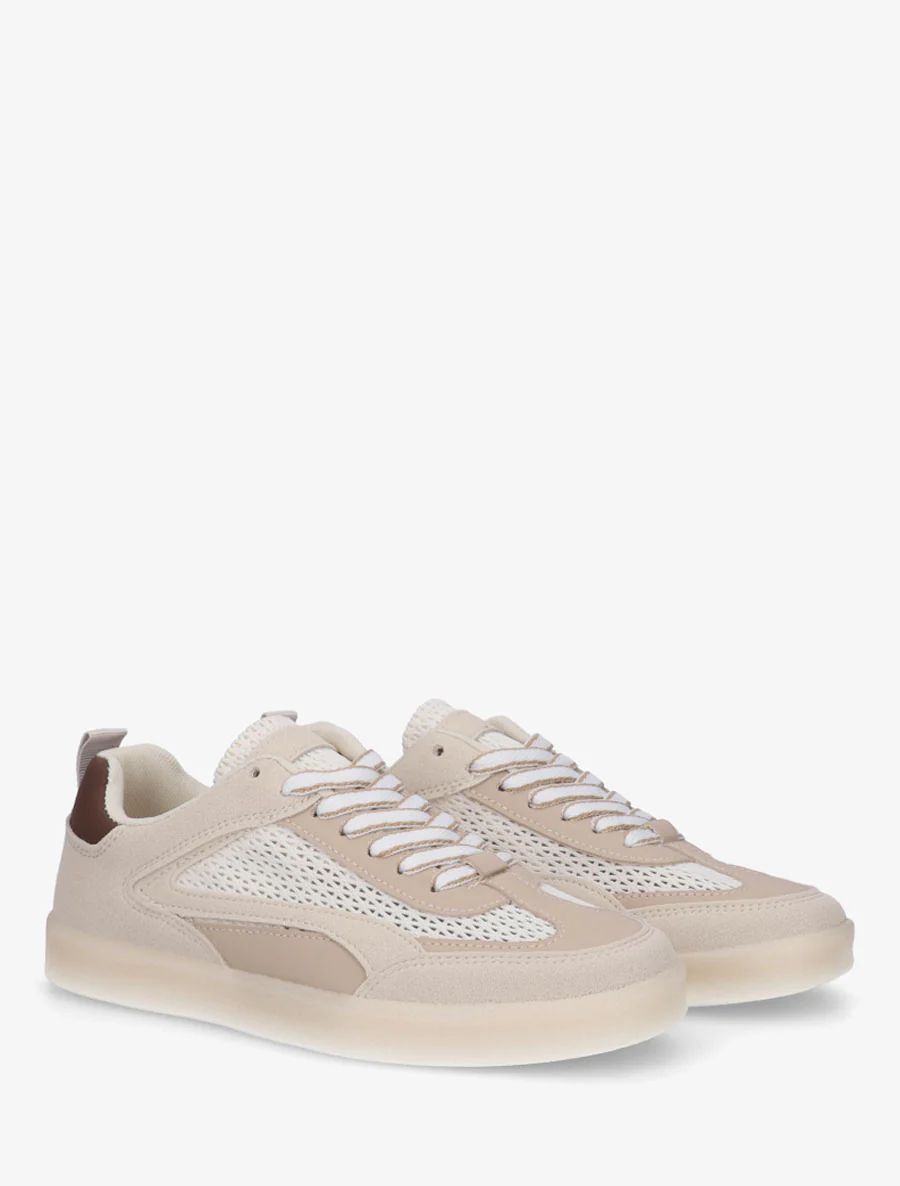 Suède en mesh sneakers - Beige - Image 4