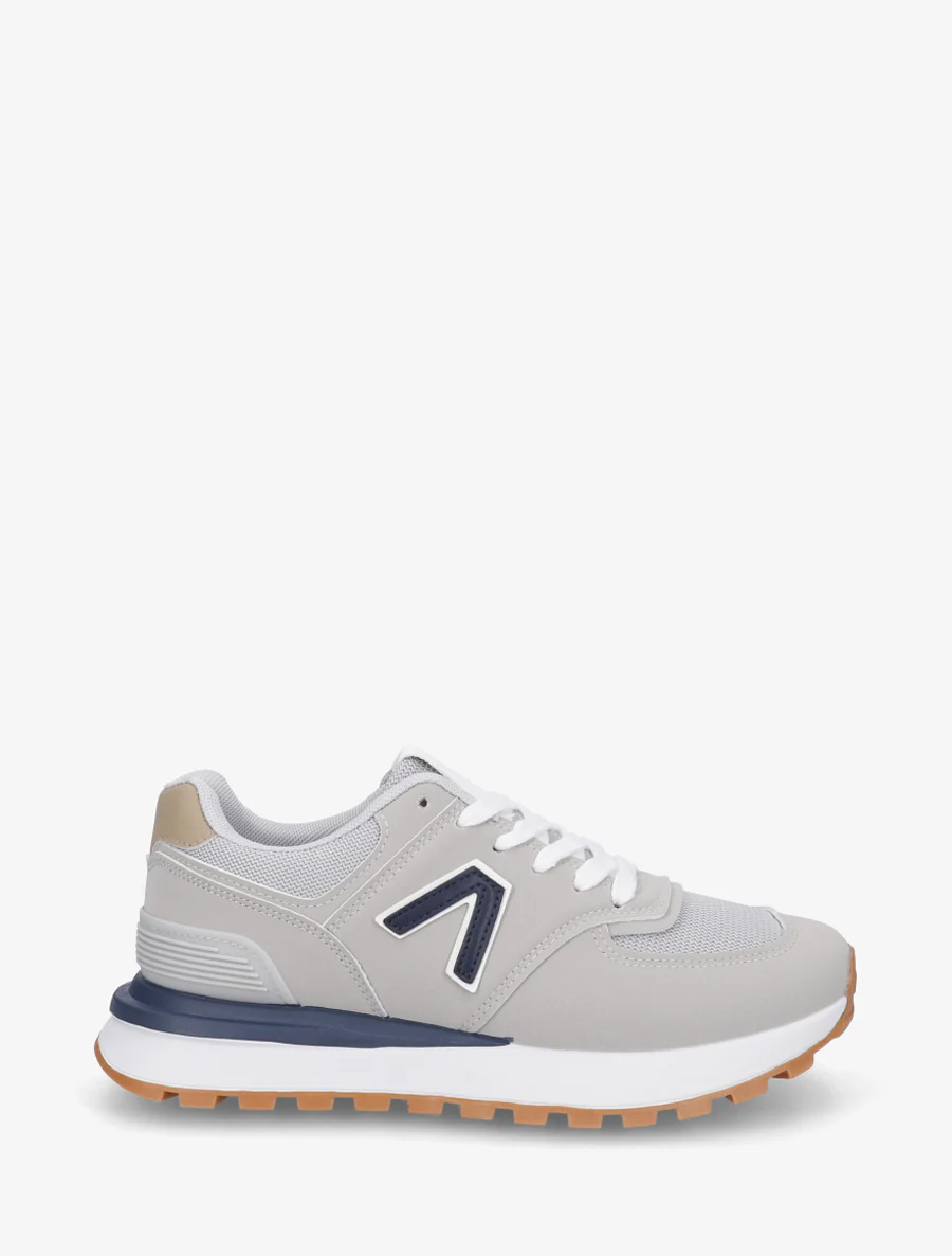Suède en textiel sneakers - Lichtgrijs