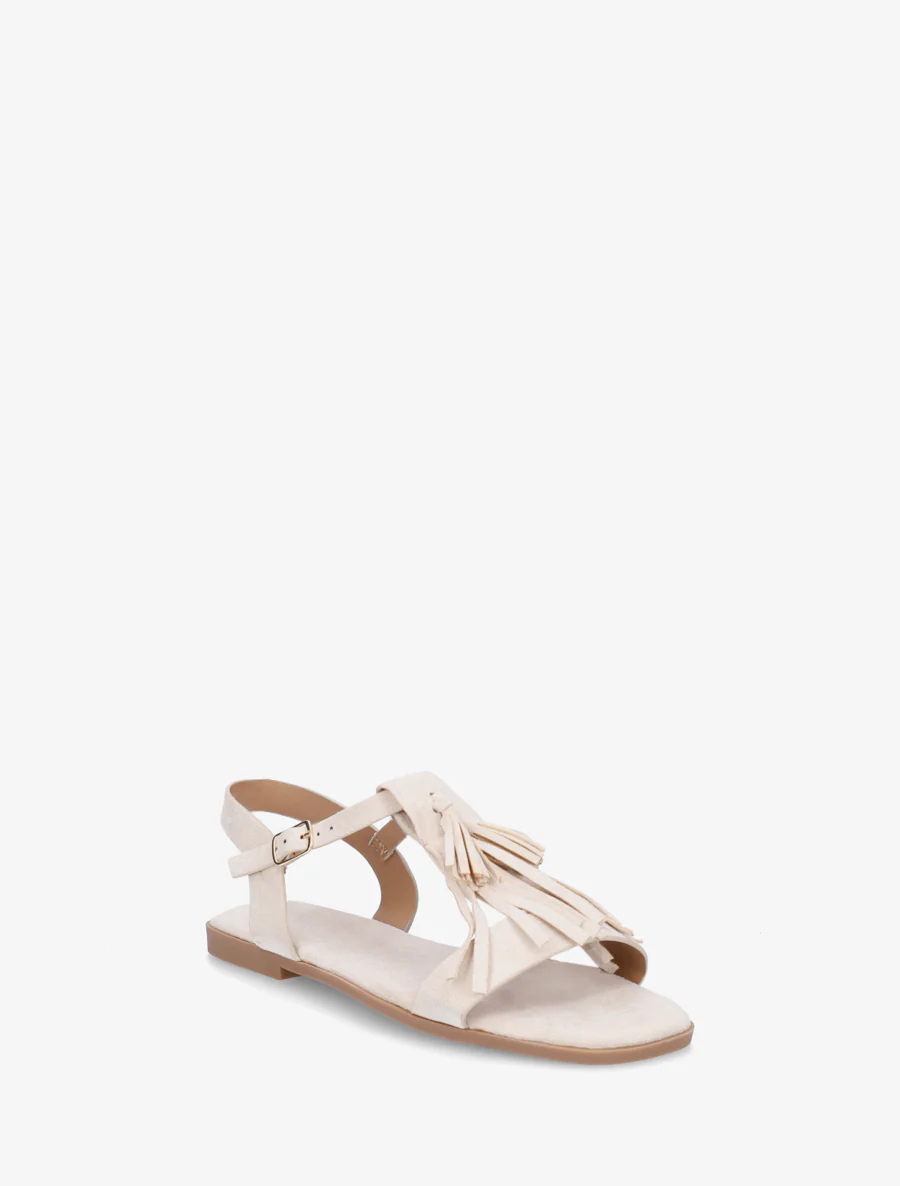 Suède franjes sandalen - Beige - Image 2
