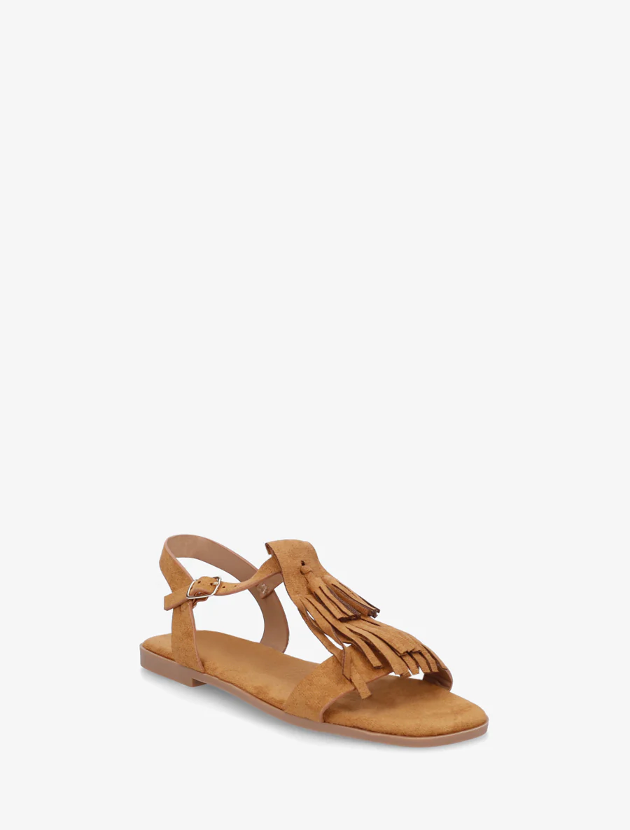 Suède franjes sandalen - Kameel - Image 2