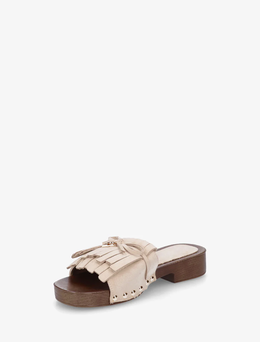 Suède franjes slippers - Beige - Image 3