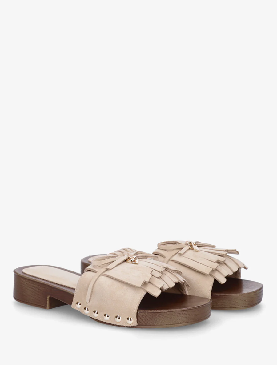 Suède franjes slippers - Beige - Image 4