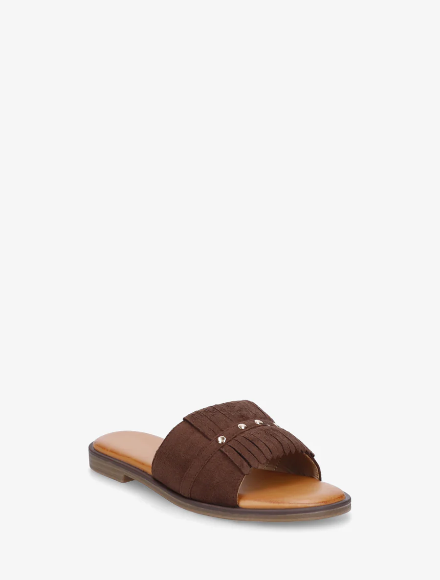 Suède franjes slippers - Bruin - Image 2