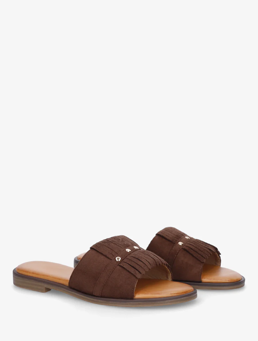 Suède franjes slippers - Bruin - Image 4