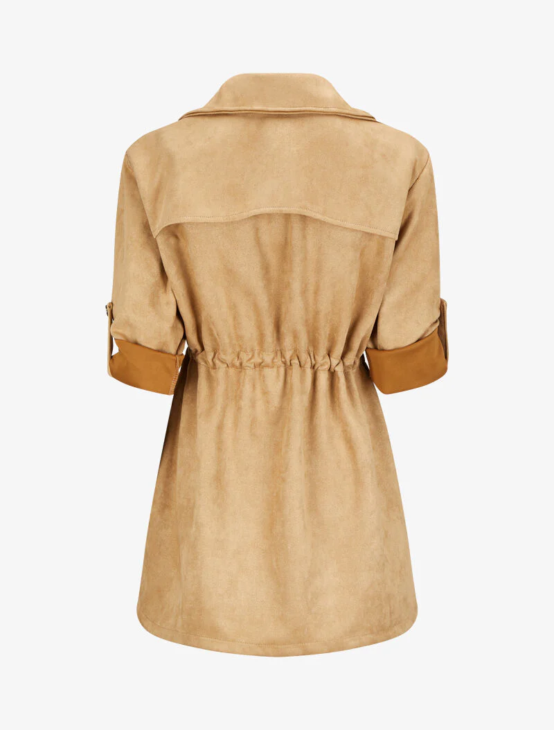 Suède jas met verstelbare elleboogmouwen - Camel - Image 2