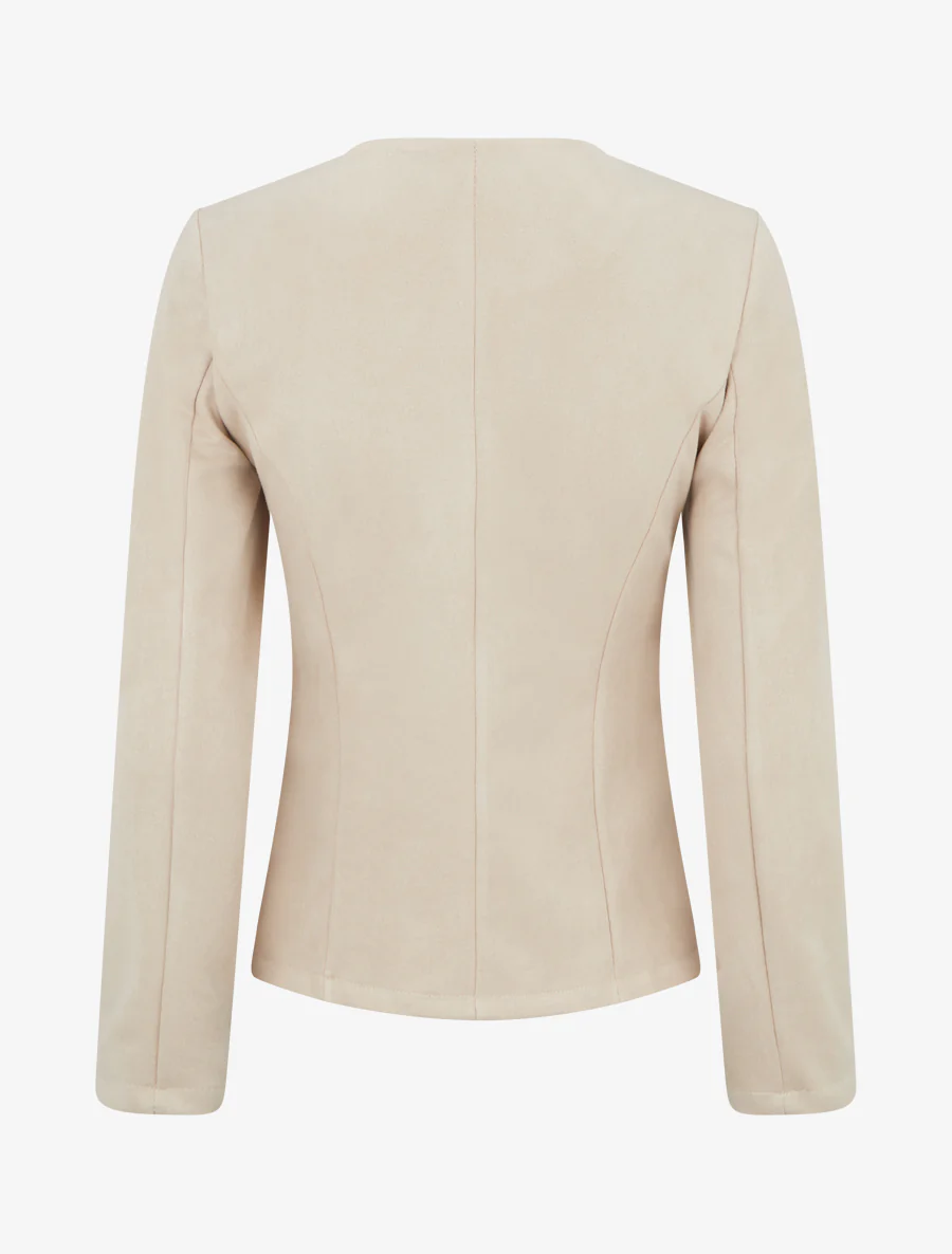 Suède jasje met decoratieve ritszakken - Beige - Image 2