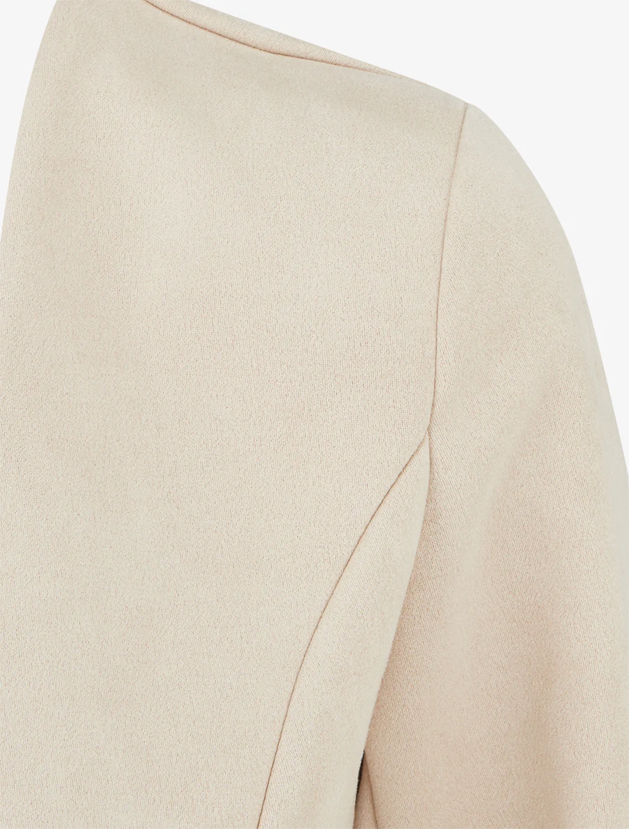 Suède jasje met decoratieve ritszakken - Beige - Image 3