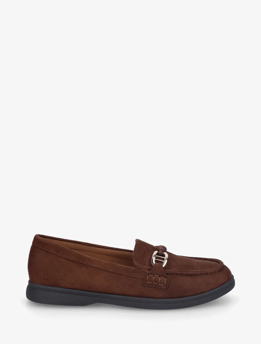 Suède loafers met decoratieve gesp - Bruin
