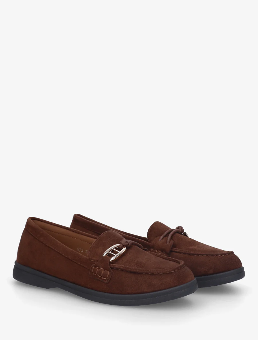 Suède loafers met decoratieve gesp - Bruin - Image 4