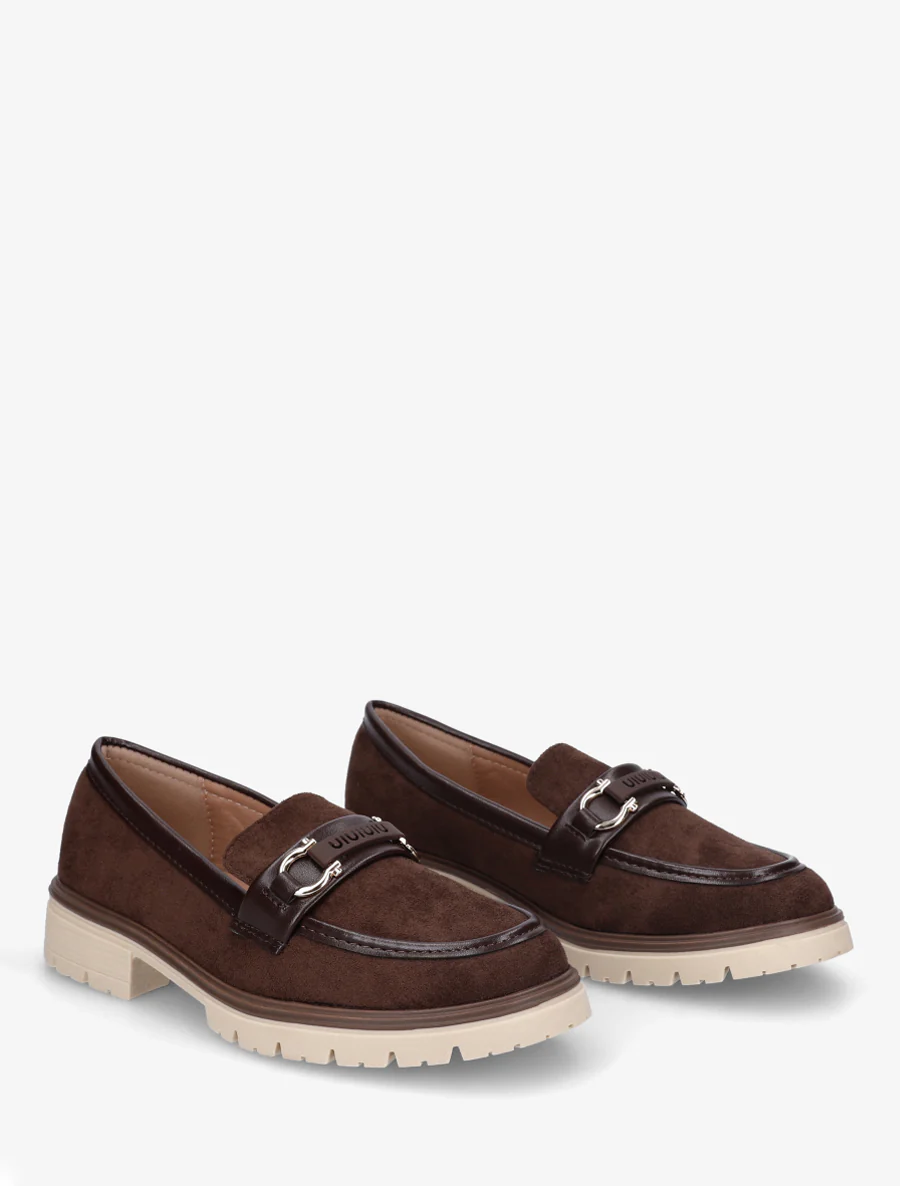 Suède loafers met decoratieve gesp - Bruin - Image 4