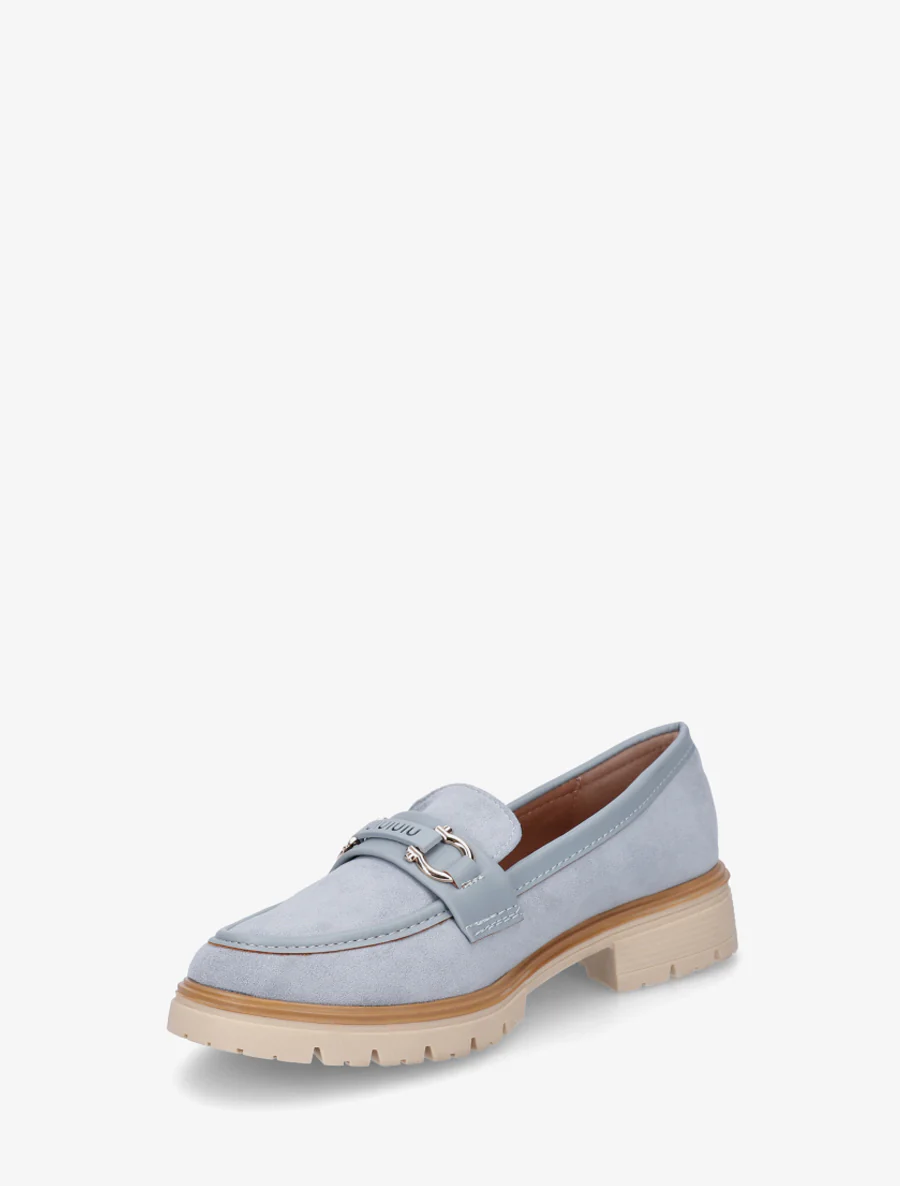 Suède loafers met decoratieve gesp - Lichtblauw - Image 3