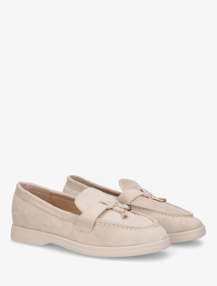 Suède loafers met decoratieve gesp - Beige - Image 4