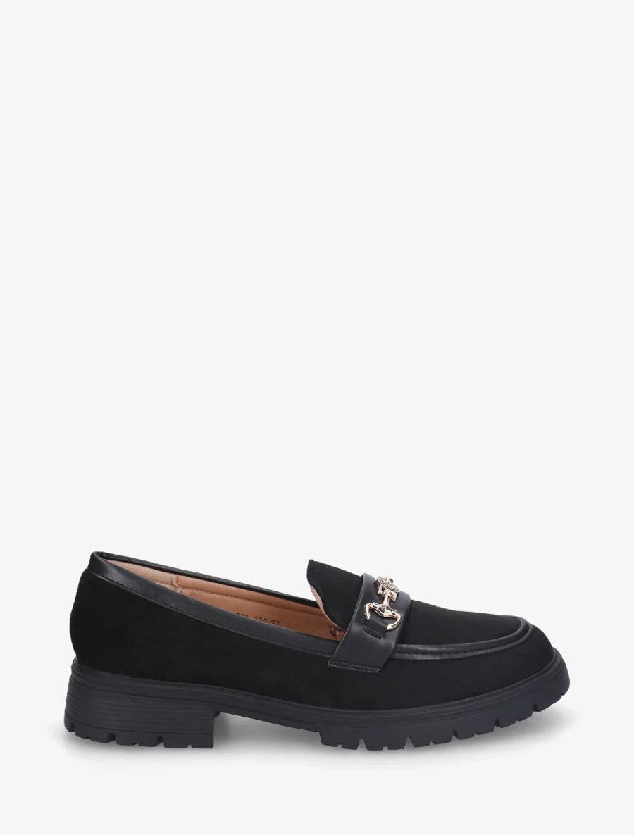 Suède loafers met fantasiebuckle - Zwart