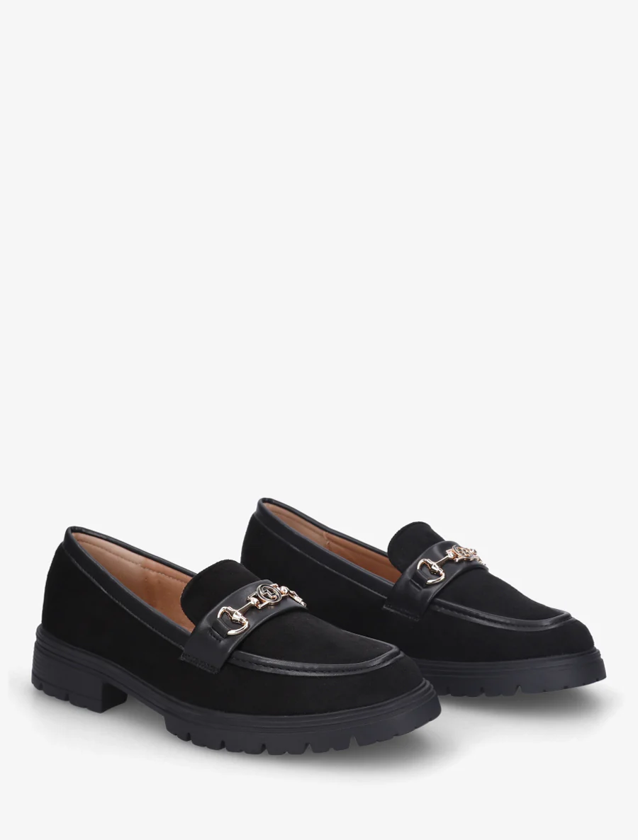 Suède loafers met fantasiebuckle - Zwart - Image 4