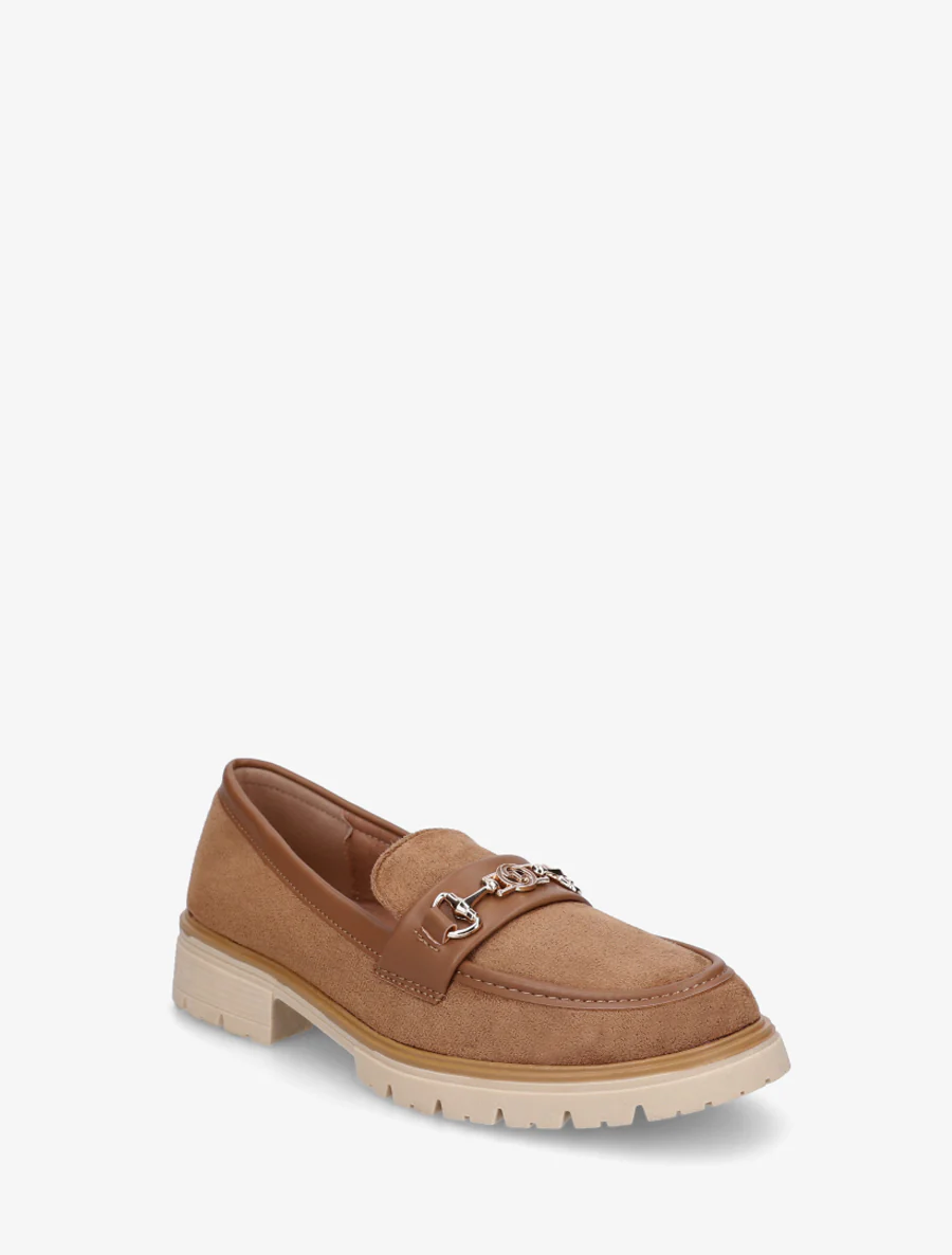 Suède loafers met fantasiebuckle - Kameel - Image 2