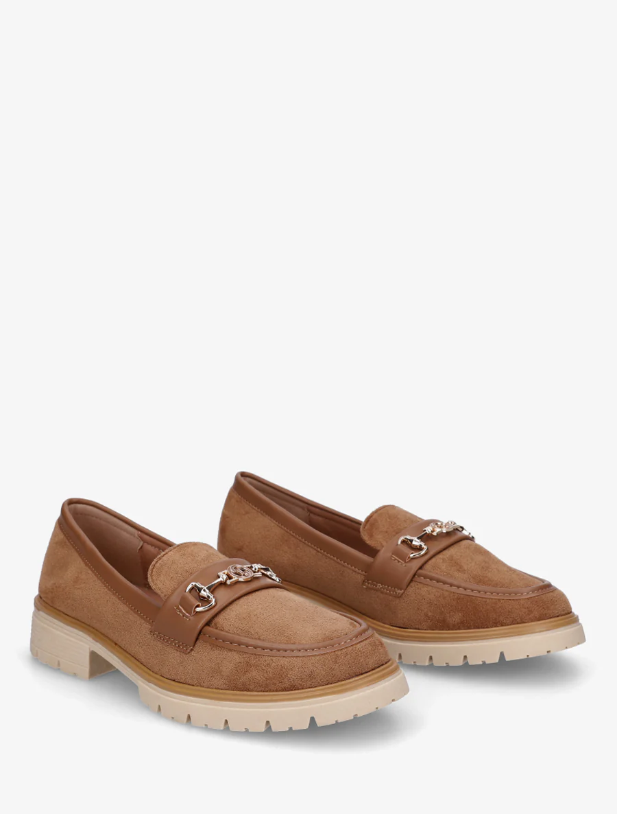 Suède loafers met fantasiebuckle - Kameel - Image 4