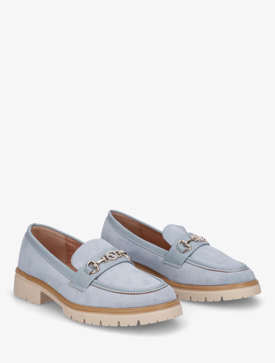 Suède loafers met fantasiebuckle - Lichtblauw - Image 4
