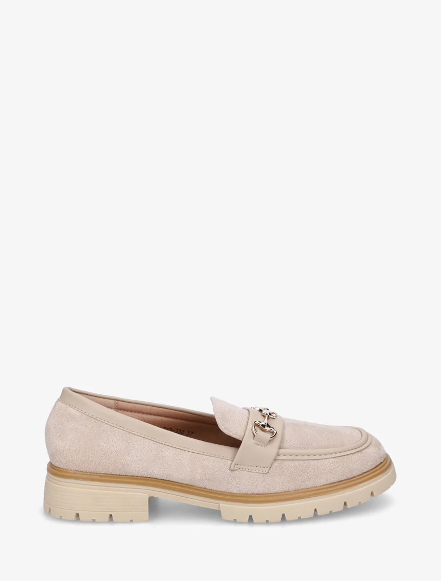Suède loafers met fantasiebuckle - Beige