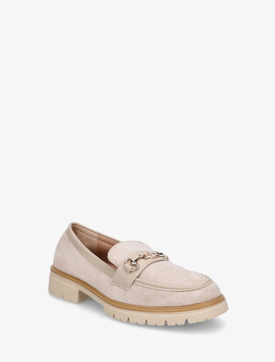 Suède loafers met fantasiebuckle - Beige - Image 2