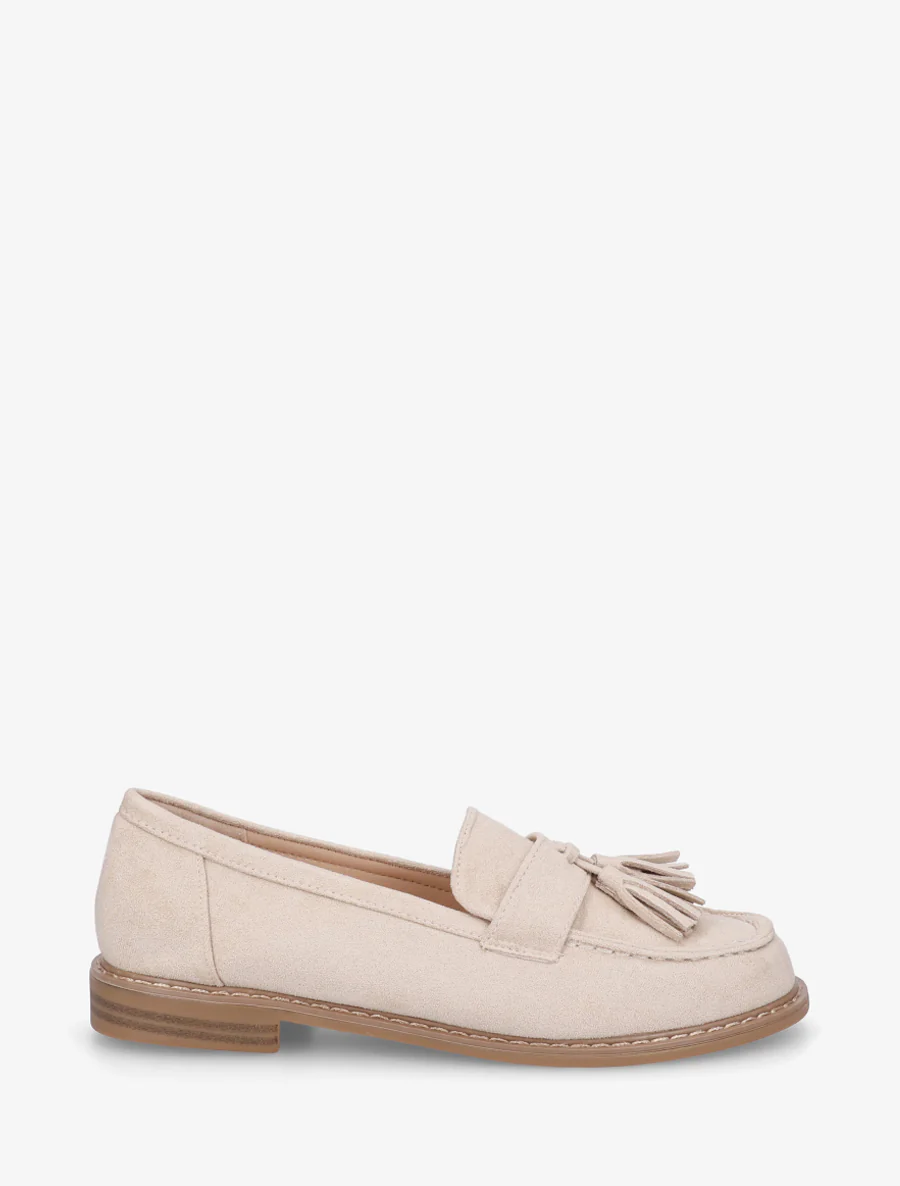 Suède loafers met kwastjes - Beige
