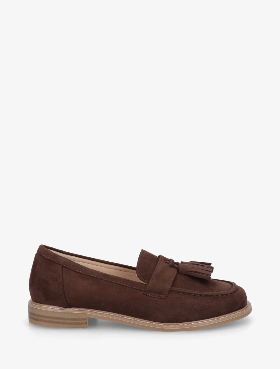 Suède loafers met kwastjes - Bruin