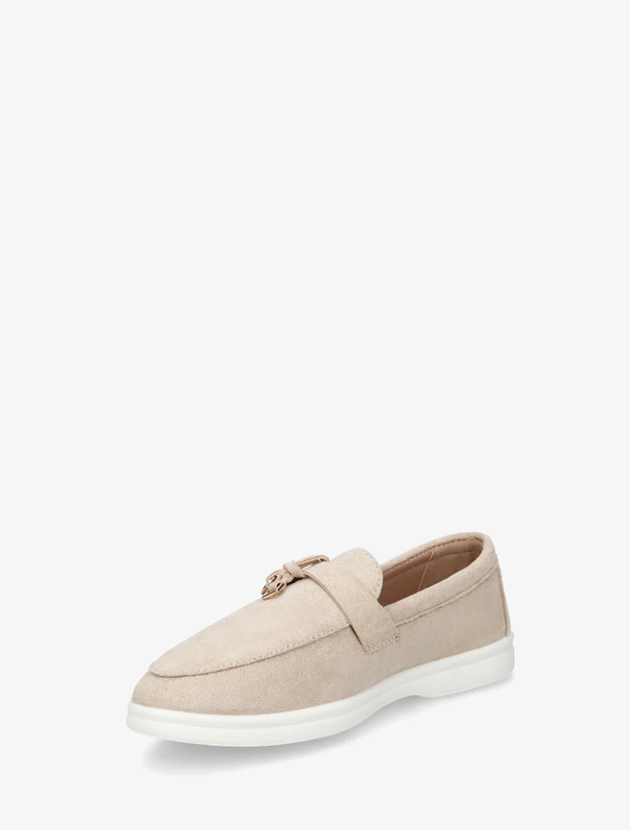 Suède loafers met platte zool - Beige - Image 3