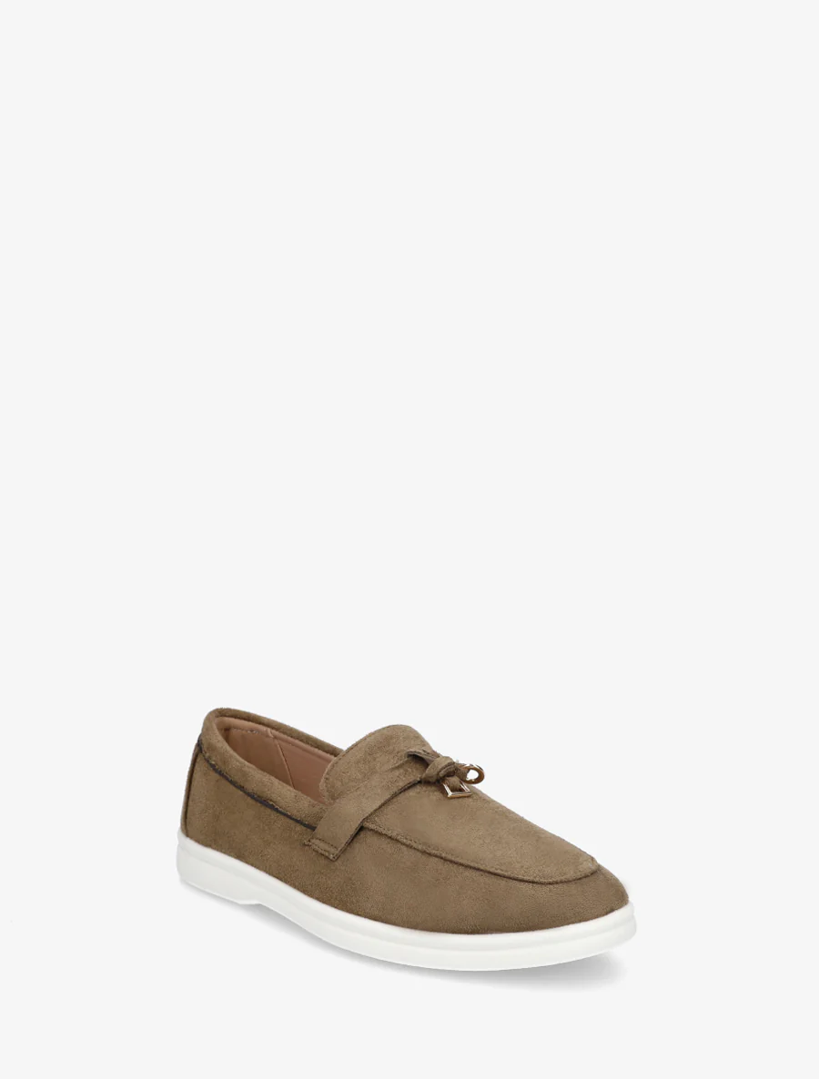 Suède loafers met platte zool - Kaki - Image 2
