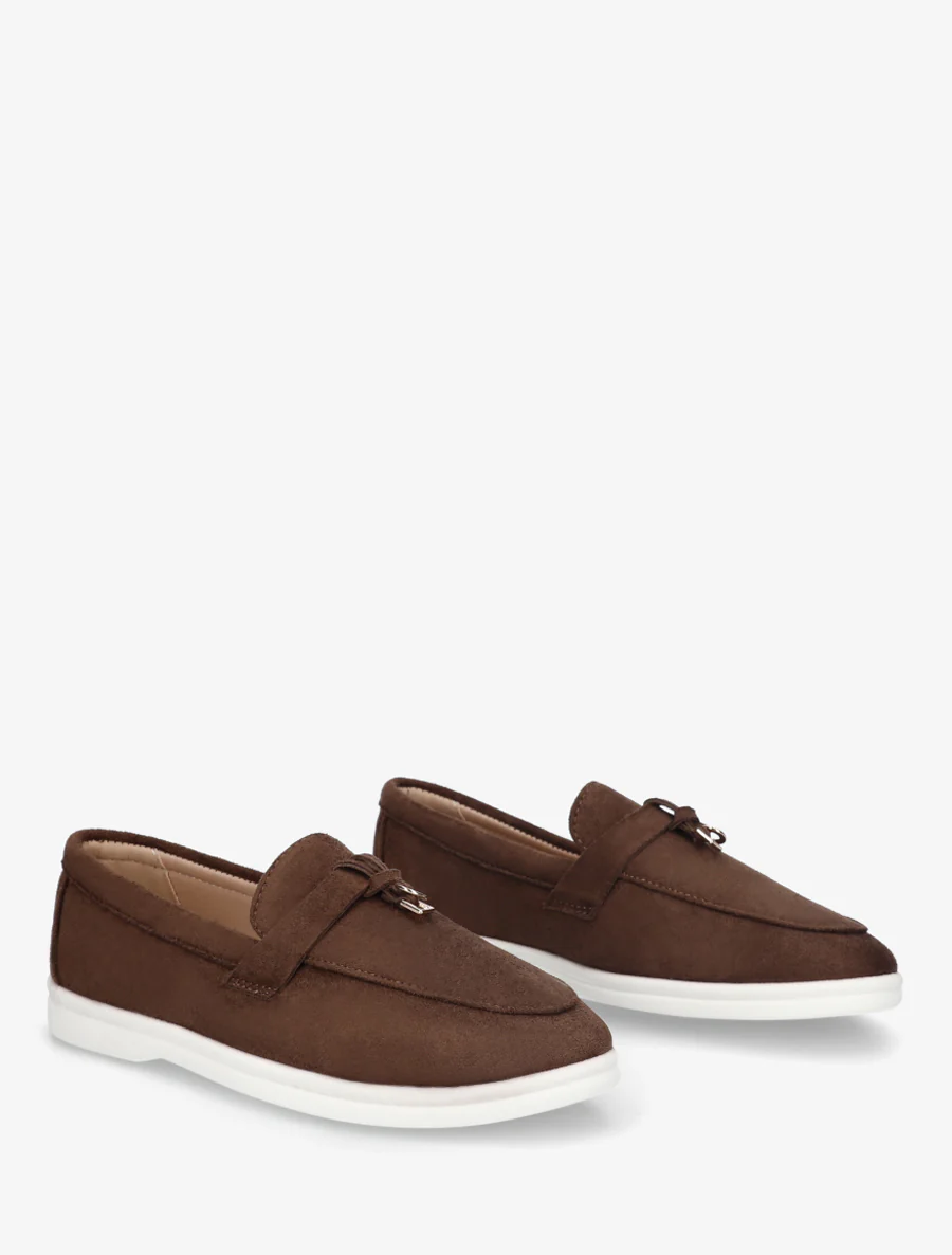 Suède loafers met platte zool - Bruin - Image 4