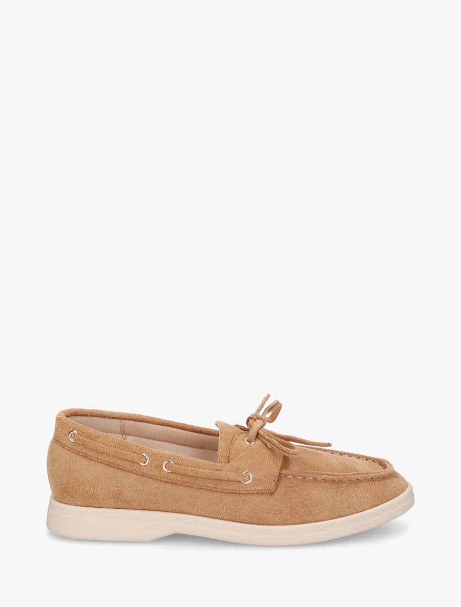 Suède loafers met veters - Kameel