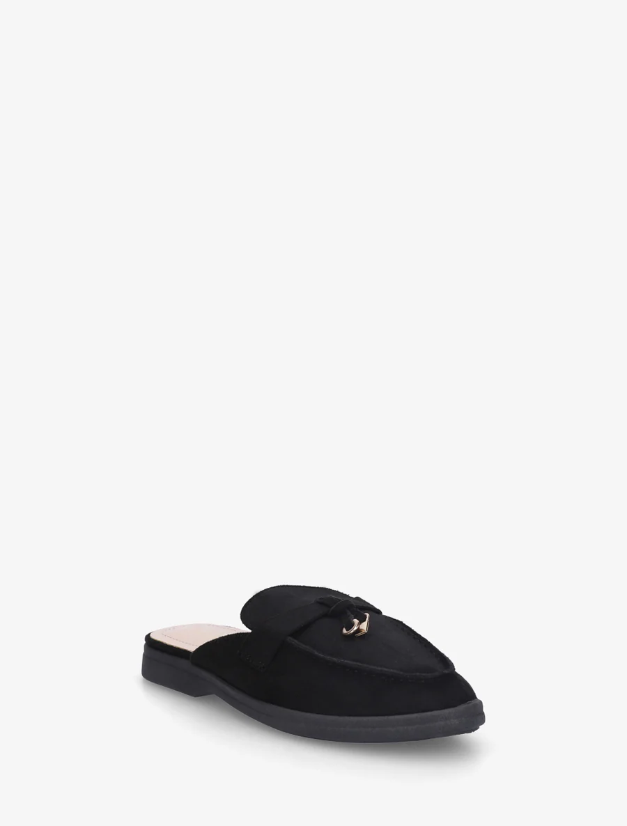 Suède mocassin stijl muiltjes - Zwart - Image 2